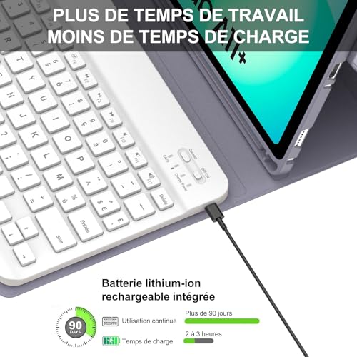 Protégez votre Samsung Tab A11+ avec cet étui clavier AZERTY violet - 4