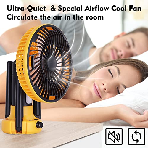 Runtop Camping Fan, Portable Fan Tent Fan 270°Oscillating Rechargeable Fan, Portable Battery Operated Camping Fan With Light & Hook, Foldable Tripod Usb Desk Fan,Camping Fans For Tents,Travel #TOP3