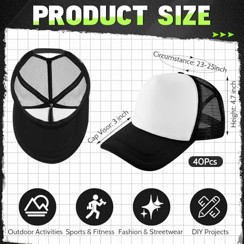 Image of 40 Pack Sublimation Blank Trucker Hat Bulk Wholesale Mesh Baseball Cap for Women Men DIY Hat Bar Party