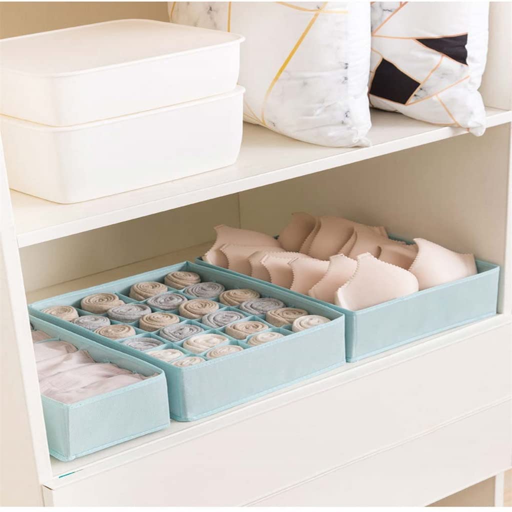 Boîtes de Rangement Non tissées sous-vêtements Organisateur de vêtements tiroir Organisateur de Placard pour Chaussettes Pliantes Short Soutien-Gorge (Argento)