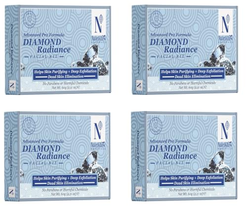 Image of NutriGlow NATURAL'S Advanced Pro Formula Diamond Radiance Facial Kit For Make Skin Acne & Spot Free,Brightens Up Dull Skin, 10gmx6 Each, Pack of 4