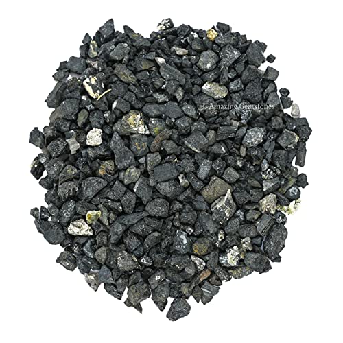 Image of Amazing Gemstone Black Tourmaline Crystal Chips Aquarium Gravel Rocks - Carnelian Chips Bulk Fish Tank Gravel, Small Tumbled Stone Chips and Tiny Crystals for Decoration (1000+ Carat Chips)