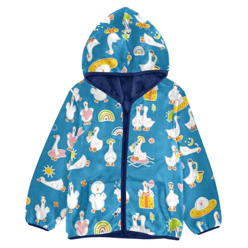 Cute and Funny Goose Girls Fleece Jacket Girls Fall Jacket Girls Zip Up Hoodie Girls Sherpa Jacket 2-10T