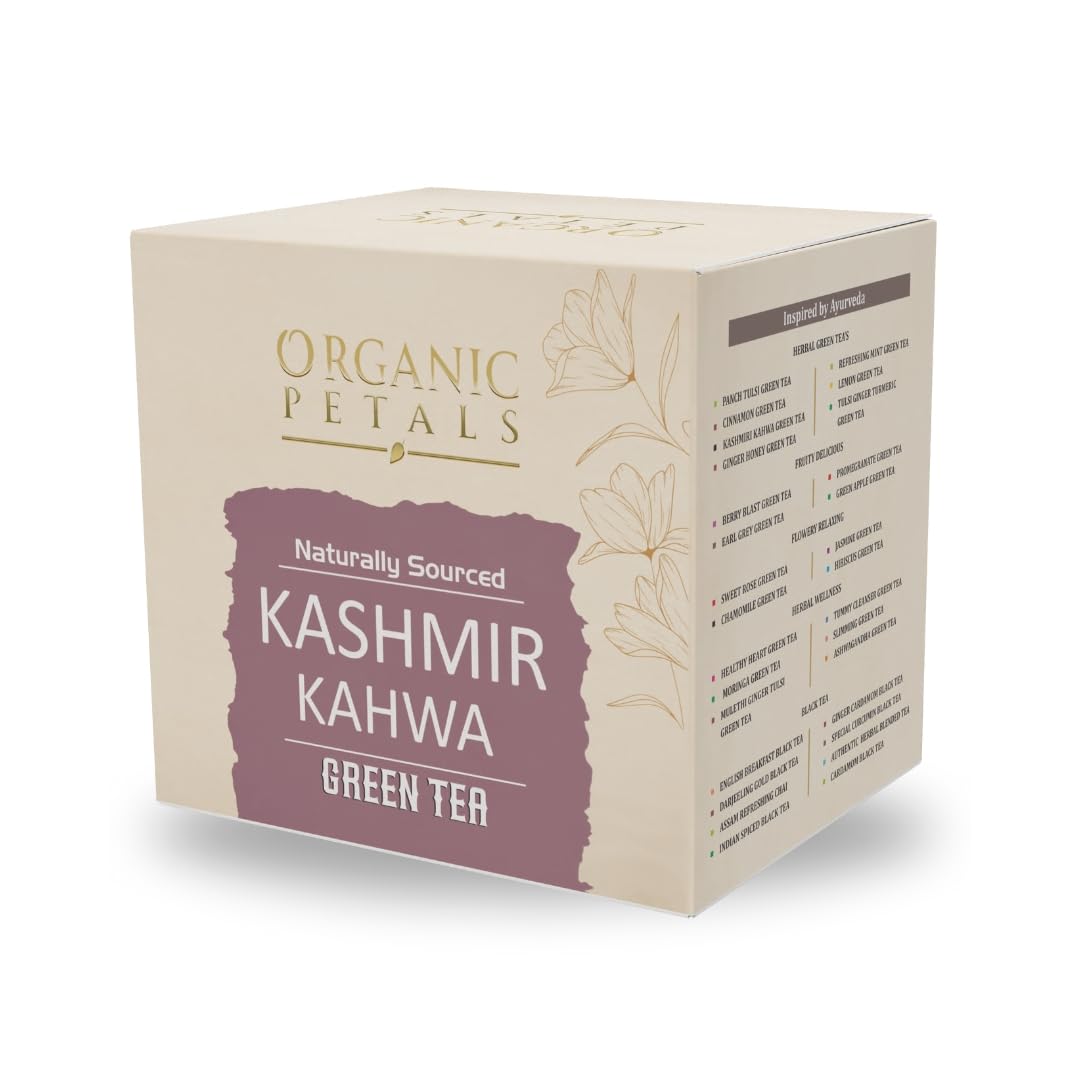 ORGANIC PETALS Kashmiri Kahwah Herbal Green Tea/Rich in Antioxidant/Blend of Green Tea, Rose Petal, Clove for Boosting Immunity and Balancing Body weight/Each Packet Contain 15 Bags (Pack of 1) (B0BPHQQPZ1) Amazon Price History, Amazon Price Tracker