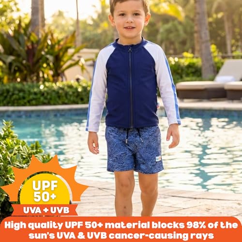 Image of SwimZip Boys' Long Sleeve Rash Guard & Swim Shorts Set - UPF 50+ Sun Protection