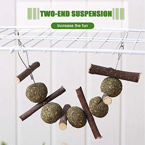 Bunny Chew Toys, 3 STKS Chew Toys voor kauwen of spelen met Apple Wood Sticks Natuurlijke Gras Cake en Gras Ball, Tanden… - Image 4