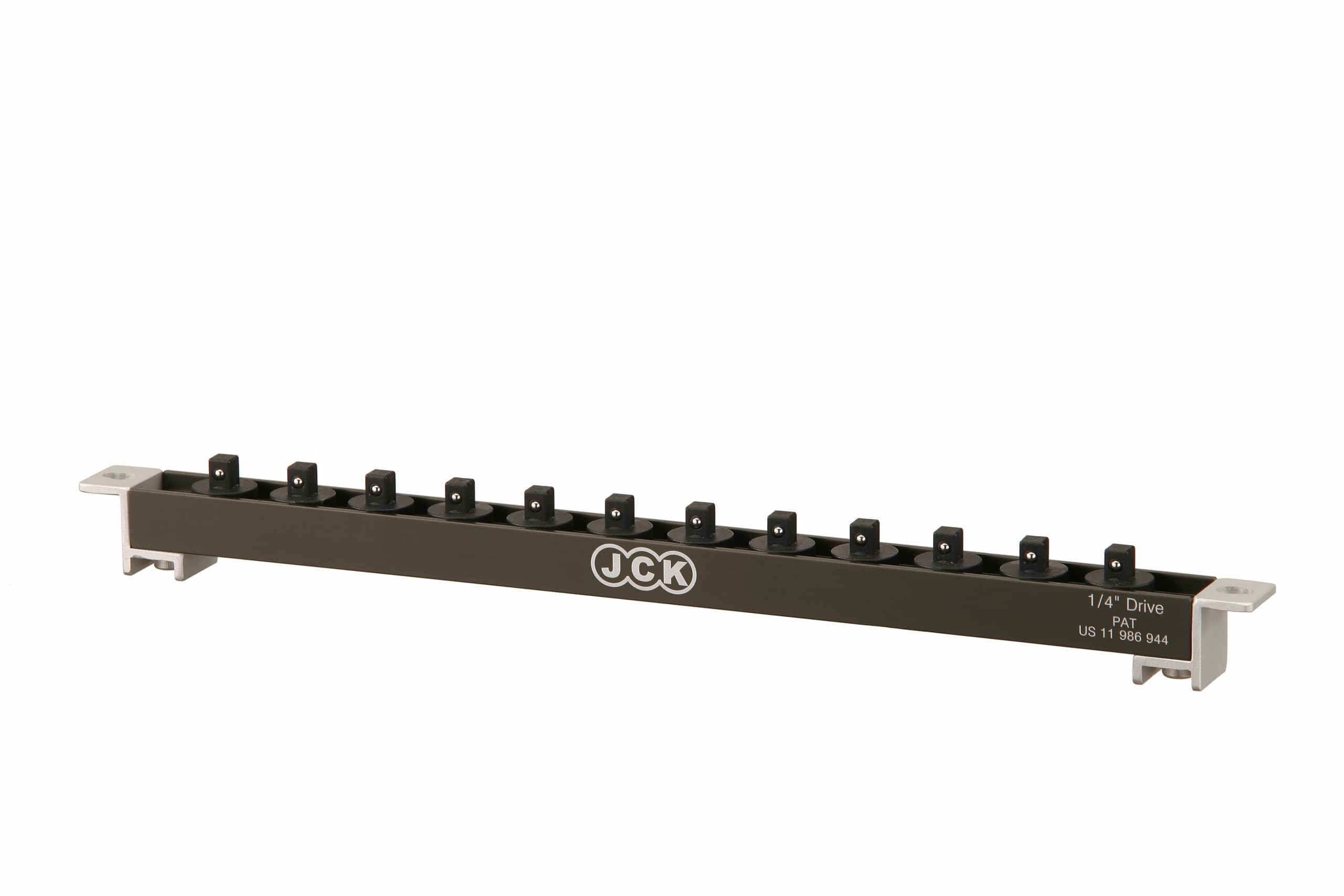 JCK Bandeja de aluminio de 1/4 pulgadas, organizador de herramientas giratorio de 360° para caja de herramientas, colgar en la pared, calidad premium y ligera, 12 clips, serie de tornillos de latón