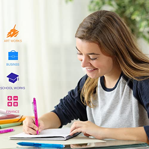 Parkoo Retractable Erasable Gel Pens Clicker, Fine Point, No Need For White Out, Assorted Color Inks For Planners And Crossword Puzzles, 7-Pack #TOP5
