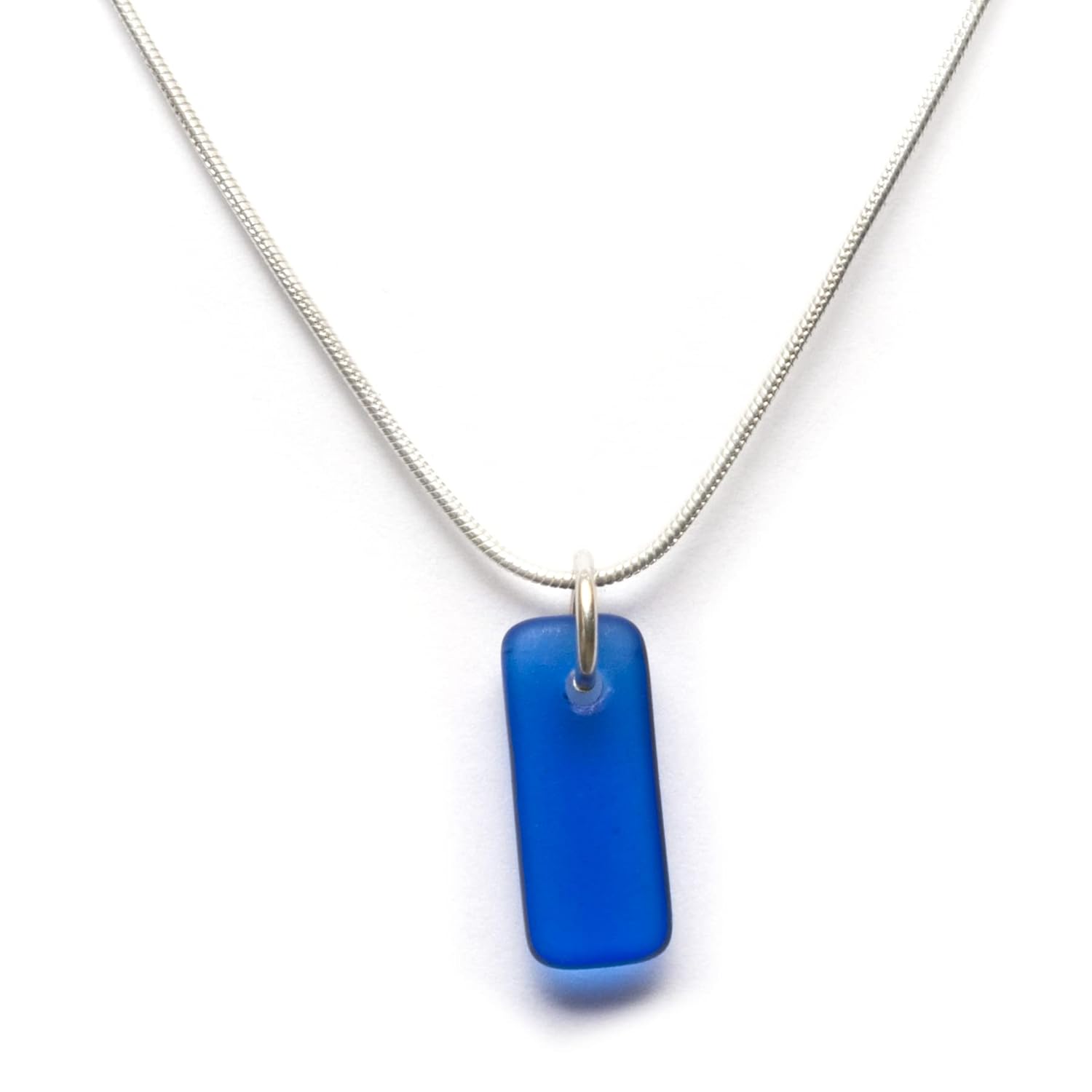 Sea Glass Murmur Pendant (Cobalt, 16" Snake Chain)
