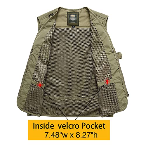 Flygo-Mens-Casual-Outdoor-Work-Safari-Fishing-Travel-Photo-Cargo-Vest-Jacket-Multi-Pockets