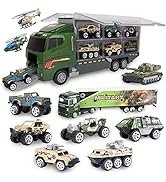 Jenilily Army Toys Cars for Boys Tank Military Truck Vehicle Mini Car Toys Carrier Truck Set for ...