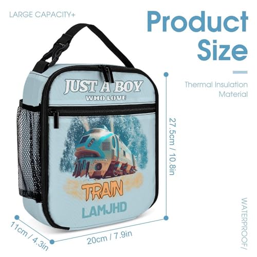 3Pcs Set Train Backpack,Personalized Canvas Train Print Backpack Large Capacity Laptop Backpack with Name4