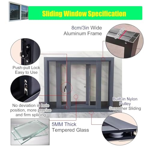 Ventana de aluminio negra corredera de 31 x 19, sustitución sin obras 3