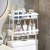 VIREESR Over The Toilet Storage Shelf, 1/2/3 Tier Bathroom Metal Storage Organizer Punch-Free Toliet