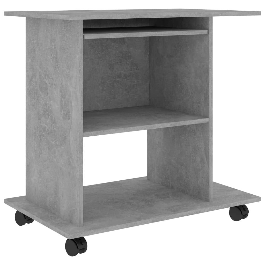 Scrivania,Supporto per stampante,Piccola postazione di lavoro in casa,Scrivania per computer in stile moderno,Scrivania per Computer Grigio Cemento 80x50x75 cm in Truciolato