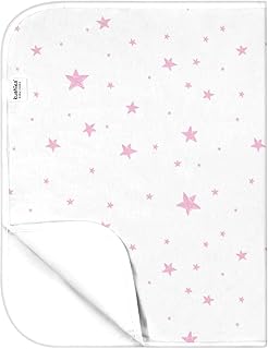 Kushies Deluxe Waterproof Changing Pad Liners - 20 x 30 inches Baby Changing Table Pad Covers - Baby Changing Pads in Pink Stars - Diaper Changing Pad Cover Waterproof for Changing Station