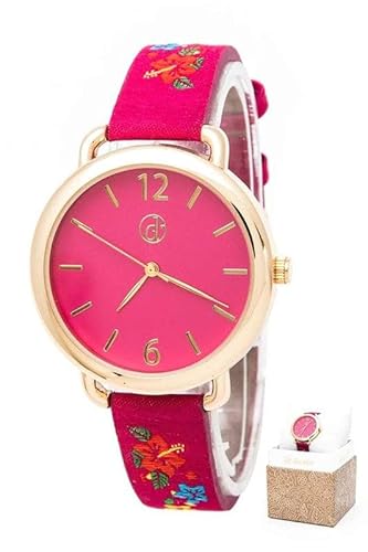 InkedUniverse Embroidered Flower Band Fashion Watch Box Set Fuchsia/O/S