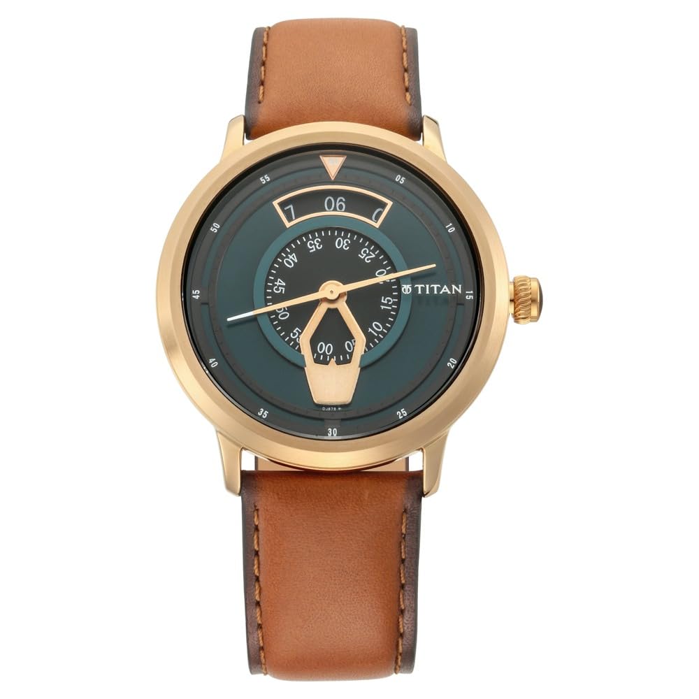 TitanTitan Regalia Maritime Green Dial Analog Leather Strap watch for Men-NS1828QL01/NT1828QL01