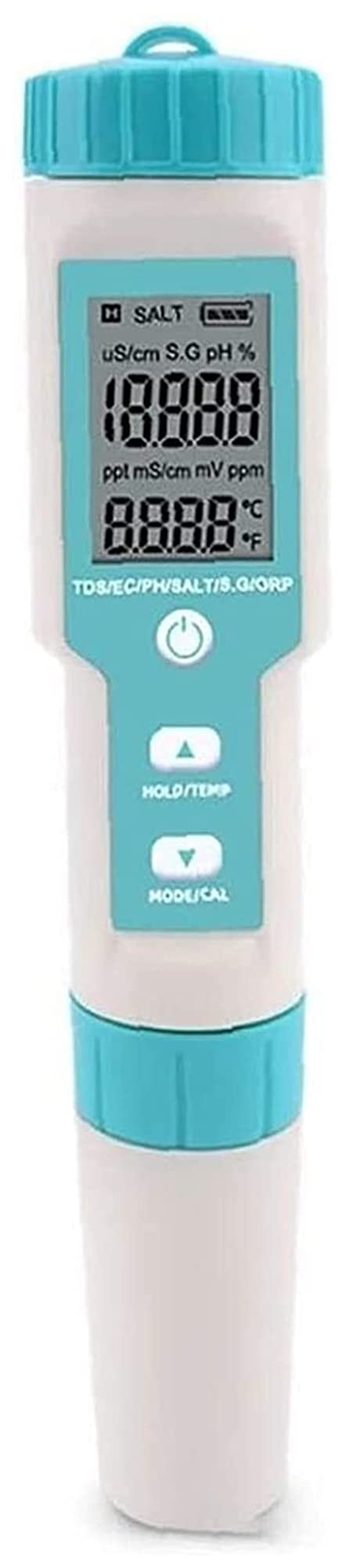 Preciso 7 en 1 pH TDS EC ORP Salinity SG Termómetro Sky Blue Water Quality Tester Pen Práctico Detector de Calidad del Agua