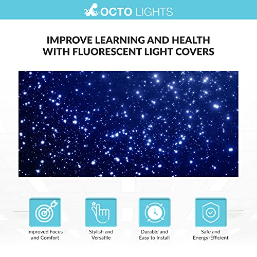 Octo Lights Decorative Fluorescent Light Covers - 2X4Ft (22.38In X 46.5In) Light Covers For Classrooms & Offices - Improves Focus, Reduces Headaches & Provides Fluorescent Relief - Astronomy 001 #TOP5