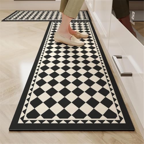 Image of Kitchen Anti Slip Mat for Floor, Waterproof Washable Kitchen Mats, Non Slip Kitchen Floor Mats for Home, Soft Mats for Kitchen, Kitchen Mats for Floor Anti Slip (Chess Style)