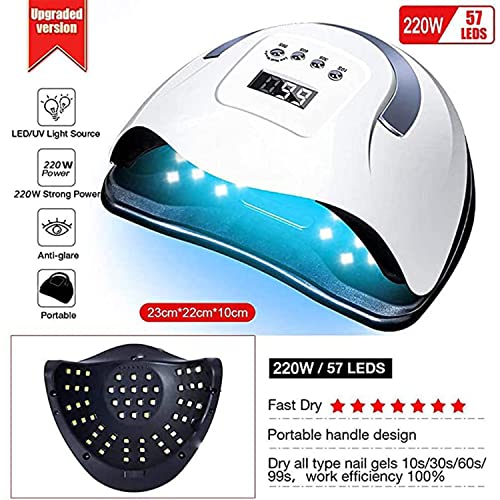 Bambware Uv Led Nail Lamp, Nail Dryer 180W,57 Leds Gel Nail Polish Curing Lamp Uv Nail Lamp Led Nail Lamp For Gel Nail Polish Kit Nail Light Nail Art Accessories White #TOP3