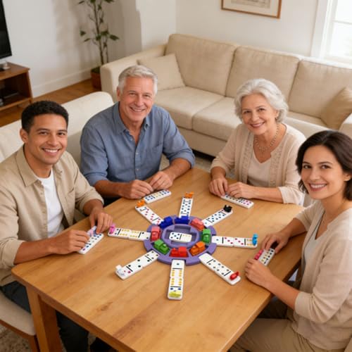 Juego de Mexican Train Dominoes para 2-8 jugadores, 10 marcadores miniatura 5
