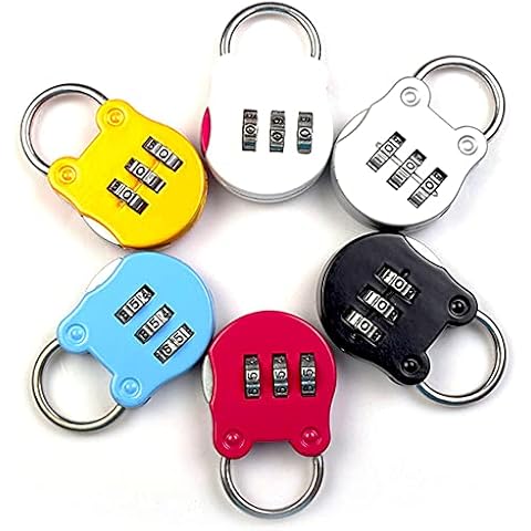 Combination Lock 6 PCS Small Padlocks Outdoor Colour Coded, 3 Digit Zinc Alloy Combination Security Padlock, Resettable Code Lock for Gym School Outdoor Shed Storage Cabinet Toolbox Cute Cartoon Shape Cover
