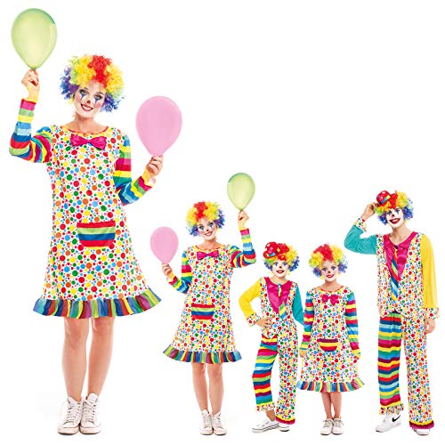 Partilandia Disfraz Payaso Mujer Clown Vestido Topos y Rayas【Tallas Adultos de S a L】[Talla M ] Disfraz Mujer Carnaval Profesiones Circo Traje Payaso Actuaciones Desfiles Festivales Teatro