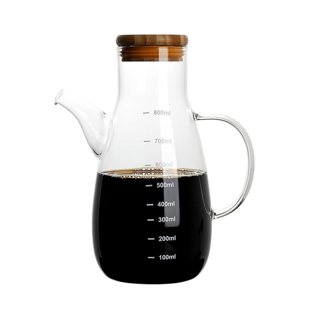 DOITOOL Oil Bottles for Kitchen High Borosilicate Glass Oil Pot with Scale Pourer Bottle Drip- Nozzle Leakproof Random Style