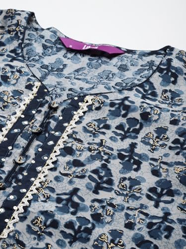 Image of Libas Women's Printed Silk Blend Straight Kurta With Palazzos