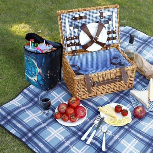 Image of Skeleton Roses Pattern Car Trash Bin Collapsible Car Organizers and Storage for Front Seat Multipurpose Trash Bag Automotive Garbage Can Car Accessories Interior Car Organizer