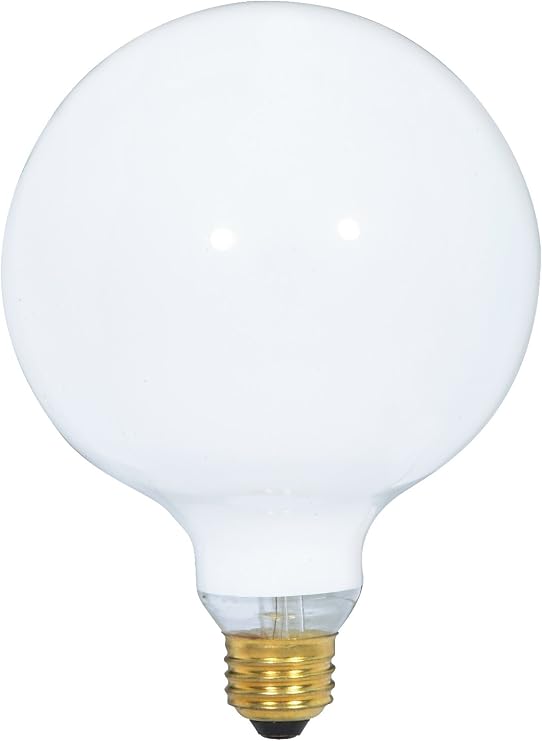 Satco S3003 120-Volt 100-Watt G40 Medium Base Light Bulb, Gloss White
