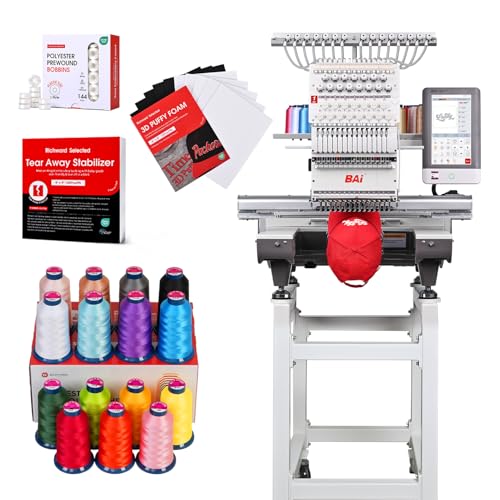 BAI The Mirror+15 Colors thread+9x9in tear Away Backing+ 6x8 Puffy Foam+White Bobbins 144pcs Plastic Sided Type L(SA155), 60WT(75D-2)