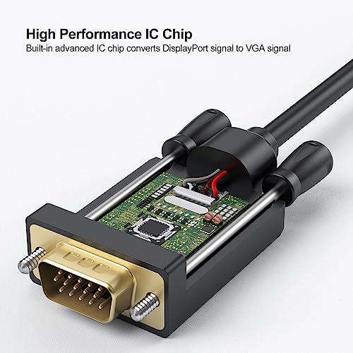 image for UVOOIdirect Display Port to VGA Cable 6FT, DisplayPort DP to VGA Male 