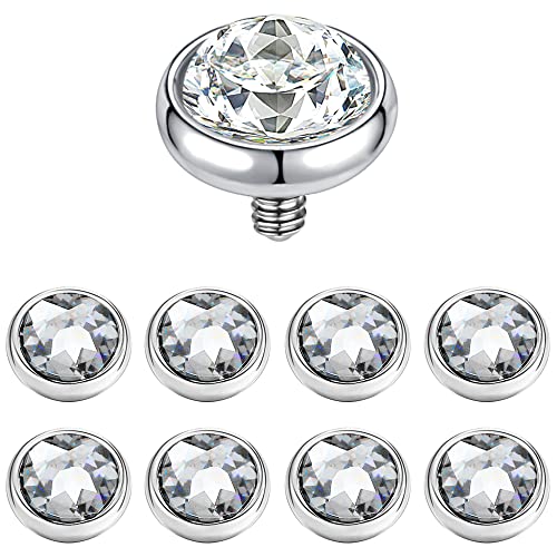 PunkTracker Piercing dérmico de acero quirúrgico de 14 g, con circonita cúbica, para superficie de piel, kit de piercing dérmico, 2.5/3/4mm, Metal