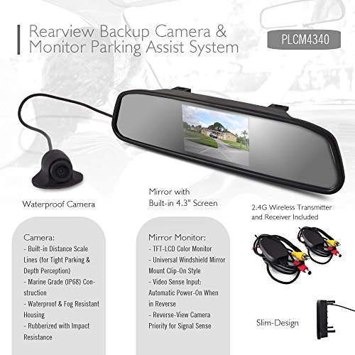 Cámara trasera inalámbrica para auto con monitor espejo 4.3" miniatura 2