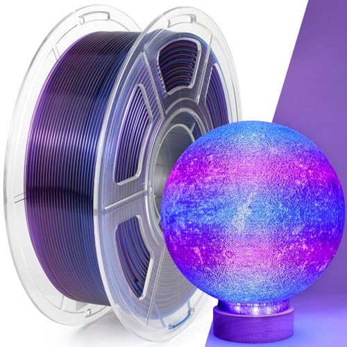IEMAI Clear PETG Filament 1.75mm 1kg, Dual Color Gradient Blue to Purple 3D Printer Filament Up to 600mm/s Printing for Lampshade, Creative DIY & Home Decor