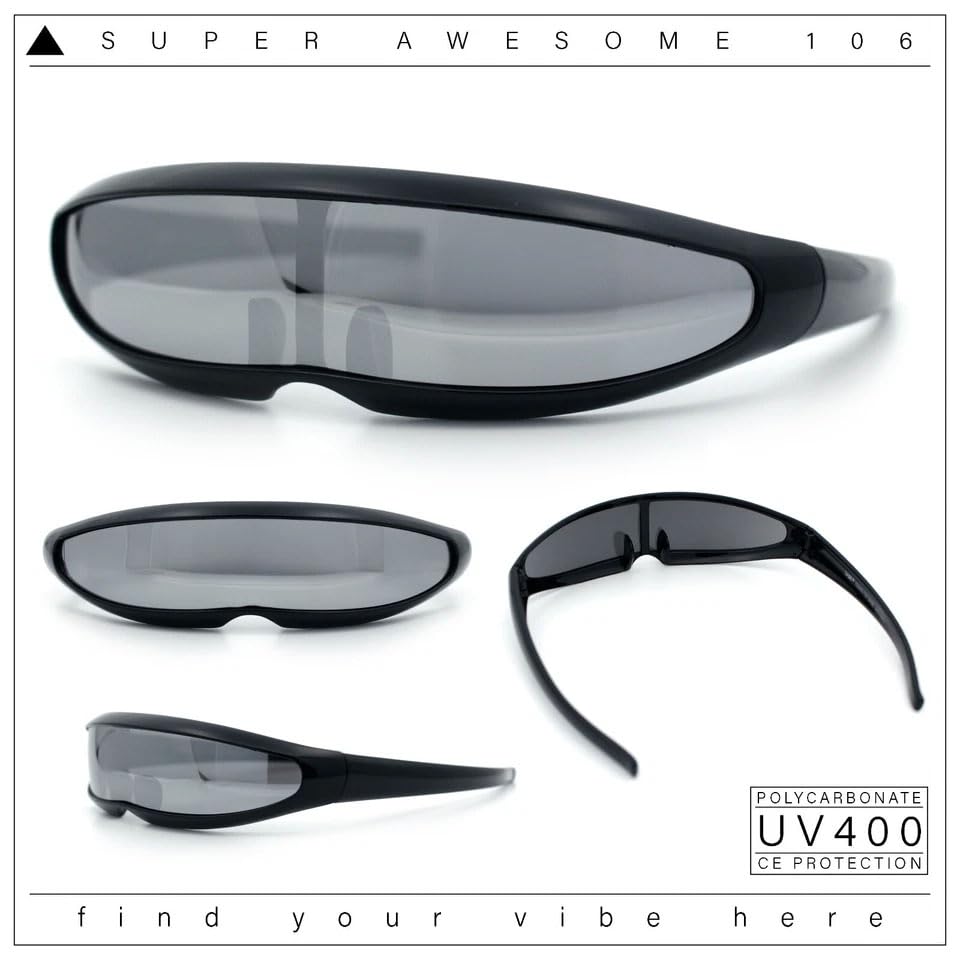 Image of SA106 Mirror Lens Monolens Cyclops Robotic Futuristic Sunglasses