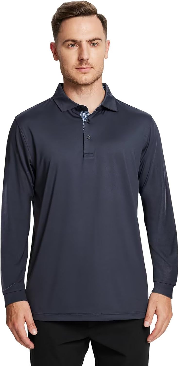 Mens Polo Shirts Short and Long Sleeve Casual Solid Stylish Dry Fit Performance Designed Collared Golf Polo Shirts for Men - Image 3