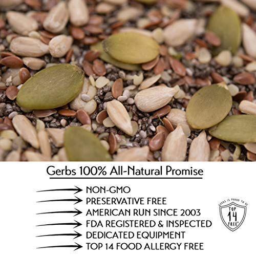 Gerbs Super 5 Seed Snack Mix 4 Lbs. Premium Grade | Top 14 Food Allergy Free | Resealable Bulk Bag | Made In Usa | Raw Pumpkin Sunflower Chia Hemp Flax Seed Trail Mix | Gluten Peanut Tree Nut Free #TOP5