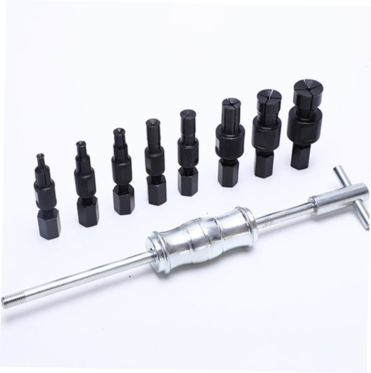 9pcs Inner Hole Bearing Puller Set with Steel Slide Hammer Attachments Auto Repair Bearing Removal Tool for Automotive Maintenance