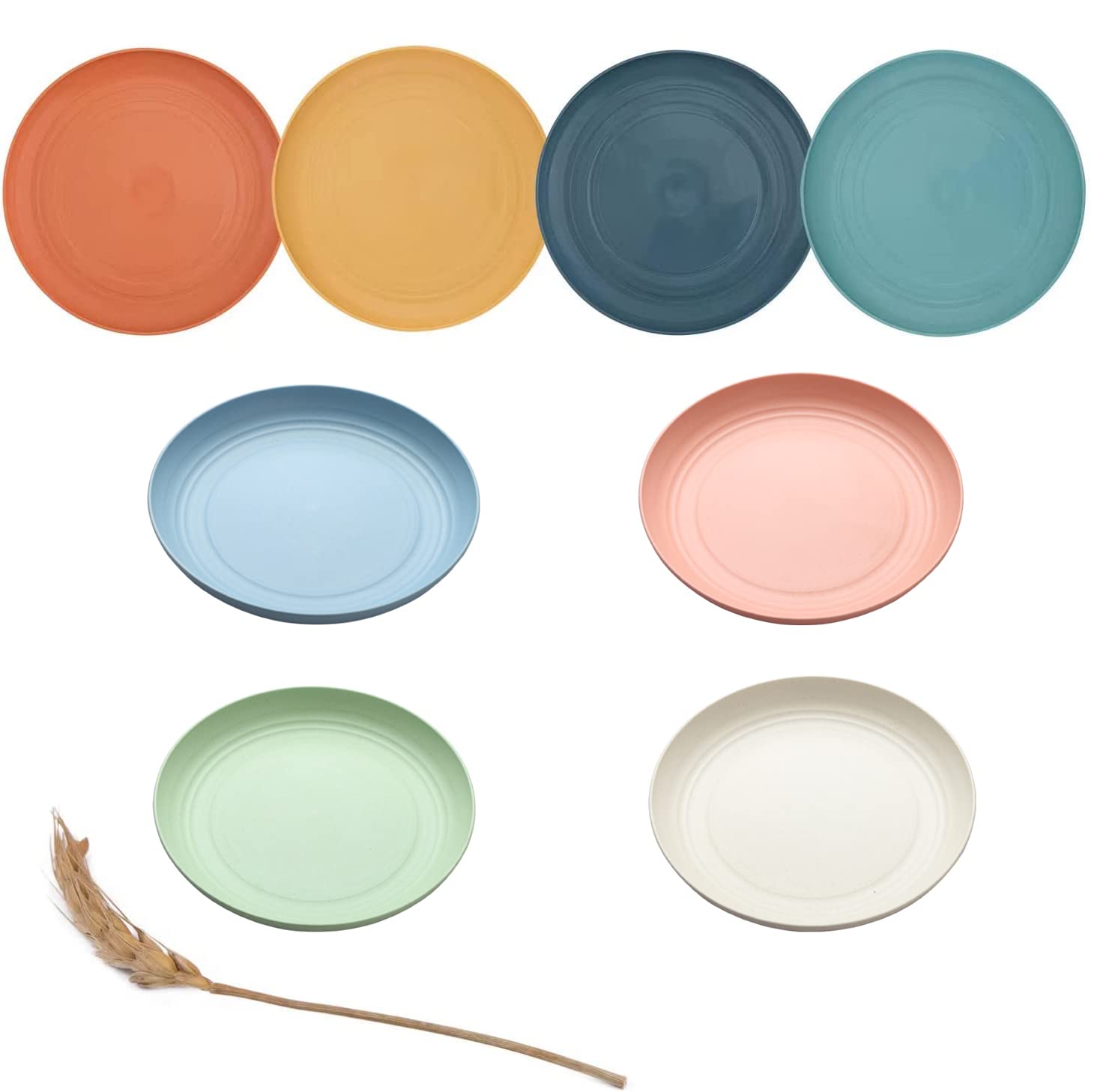 SELFIE CAT 10 Inch Dinner Plates 8 Pieces,Unbreakable And Reusable Light Weight Dinner Plates and Microwave Safe BPA Free Dishwasher Safe (Mutil Color)