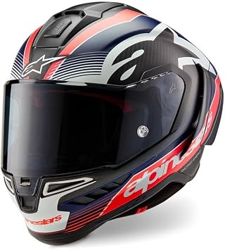 Super-Tech R10 Full Face Motorbike Helmet Lightweight Racing Motorcycle Helmet for Men with Carbon Shell Aerodynamic Design Advanced Ventilation DOT & ECE Certified - Black Blue