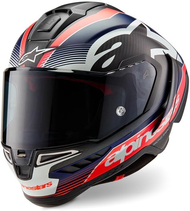 Super-Tech R10 Full Face Motorbike Helmet Lightweight Racing Motorcycle Helmet for Men with Carbon Shell Aerodynamic Design Advanced Ventilation DOT & ECE Certified - Black Blue