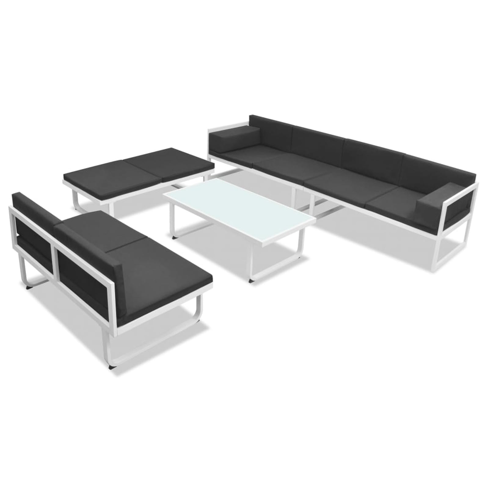 Gecheer Set Divani da Giardino 5 pz in Textilene e Alluminio Nero,Divani,da Giardino,per Esterno,Salottini,Salotto da Giardino,da Esterno,Divano Modulare,Set da Giardino,42814