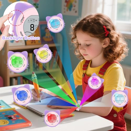 Image of Kids Digital Analog Watches for Girls Boys, 7 Color Lights Waterproof Cute Wristwatches for Kids with Alarm Stopwatch, Great Present for Girls Boys Ages 5-13