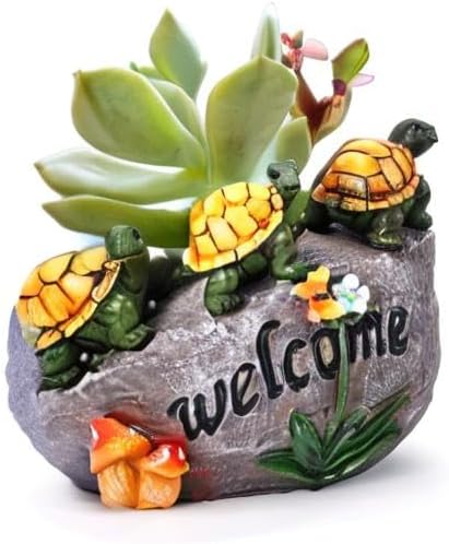 Miniatura 8 de Figuras de tortuga, mini maceta para suculentas, estatuas de jardín, macetas pequeñas para interiores y oficinas, decoración de escritorio de