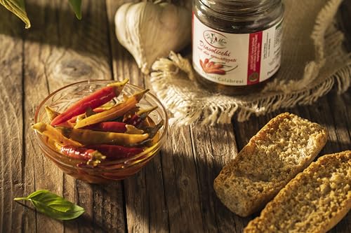 Kalabrische Diavolicchi in Öl – 3er-Sparset (je 180 g Glas)! Scharfe Peperoni in Nativem Olivenöl Extra, Handgemacht in Italien – Perfekt für Liebhaber der italienischen Küche