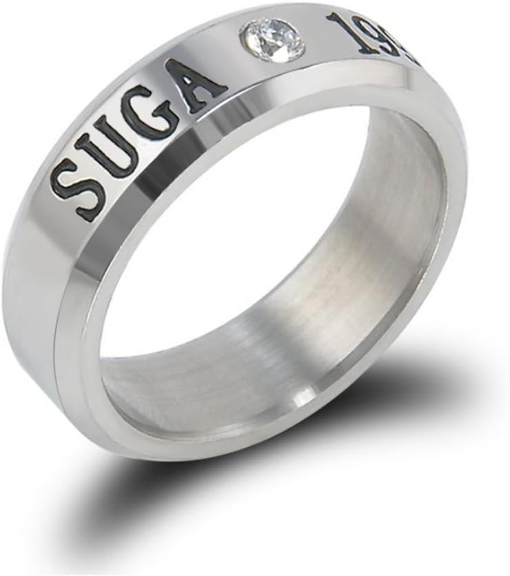 Thelivingstar BTS Members Name Date Fashion Jewelry Silver Ring (Suga)